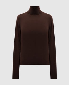 Saint Laurent Brown wool, silk and cashmere turtleneck 840802YAPK2