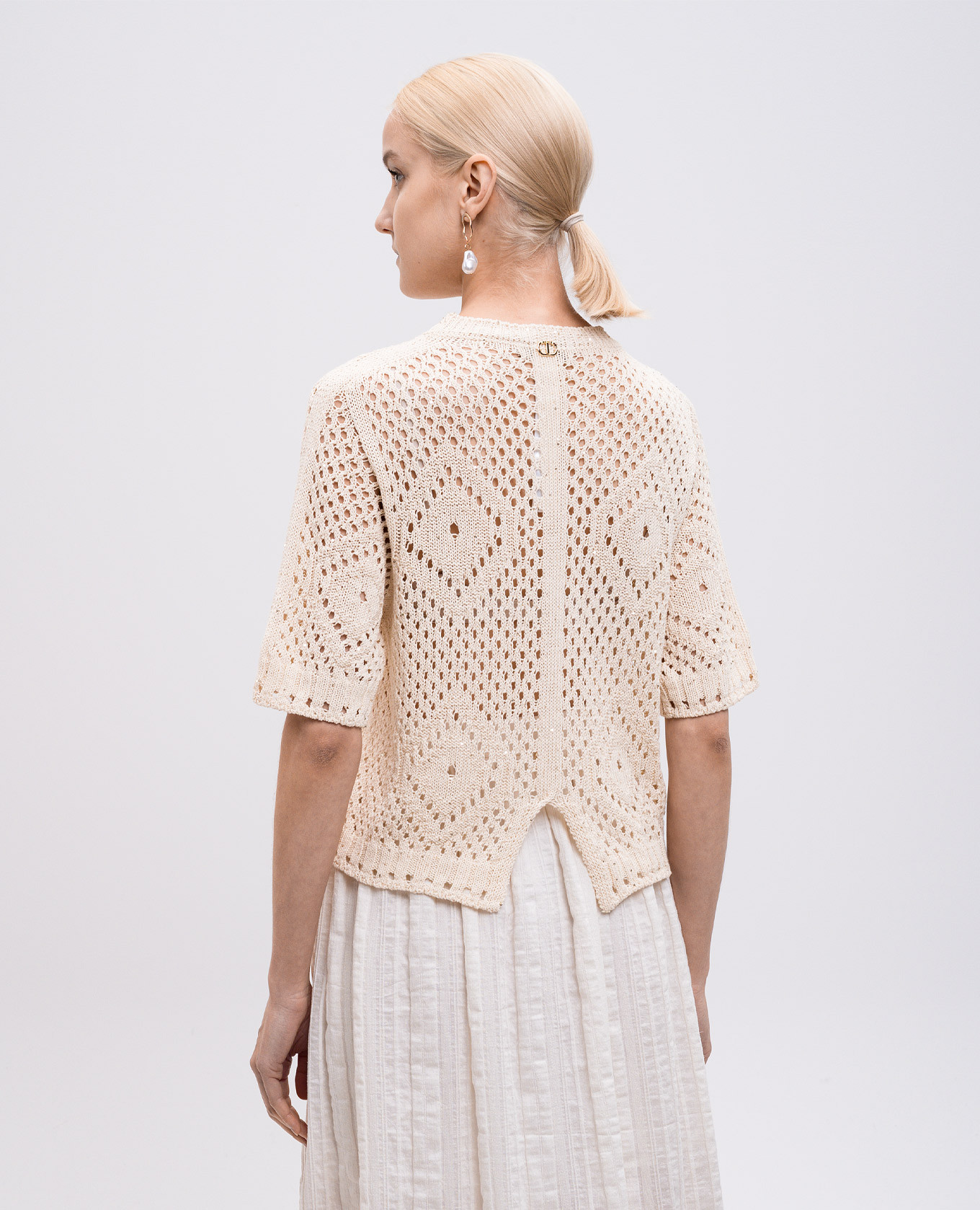 

Beige openwork top with sequins Twinset