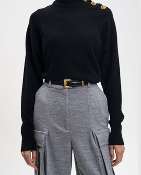 Balmain Anthem Black Leather Belt FN1WJ191LSLX