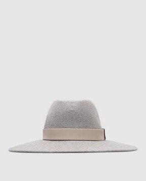 Peserico Gray wool hat with monil chain S36177C0CC279