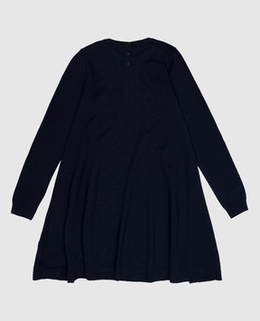 Dolce&Gabbana Children's blue wool dress with logo embroidery L5KD37JCVV056