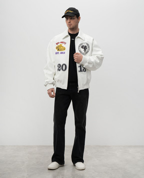 Off-White White leather jacket with branded patches OMJA123S25LEA001
