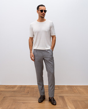 Enrico Mandelli White silk T-shirt with metal logo plate 1K042A5674