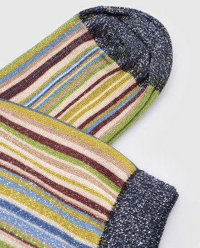 Momoni Green striped socks 255MMOSO001PK255MO52