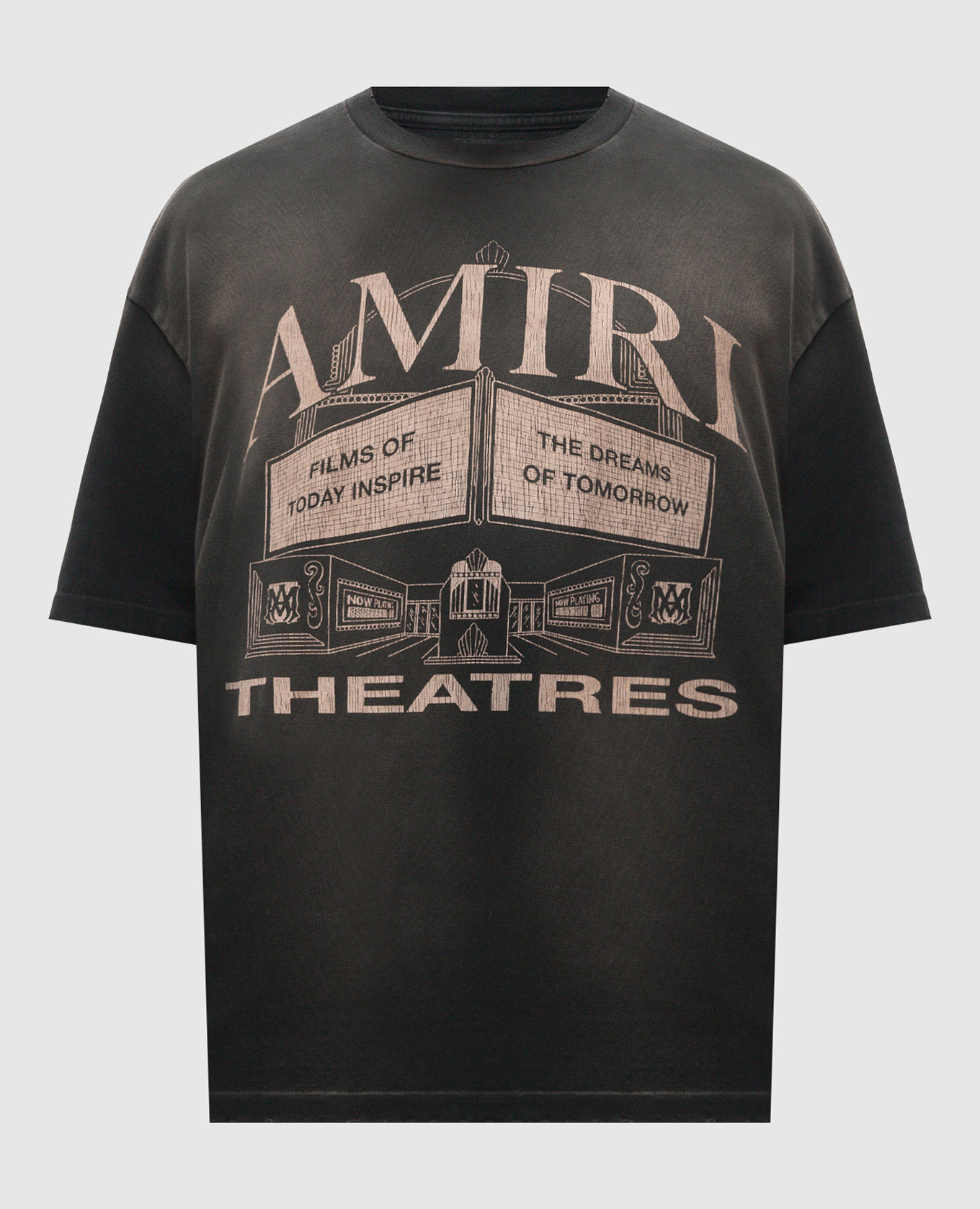 Black t-shirt theatres with a vintage effect amiri
