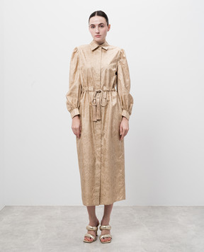Max Mara APE beige silk shirt dress with floral print APE