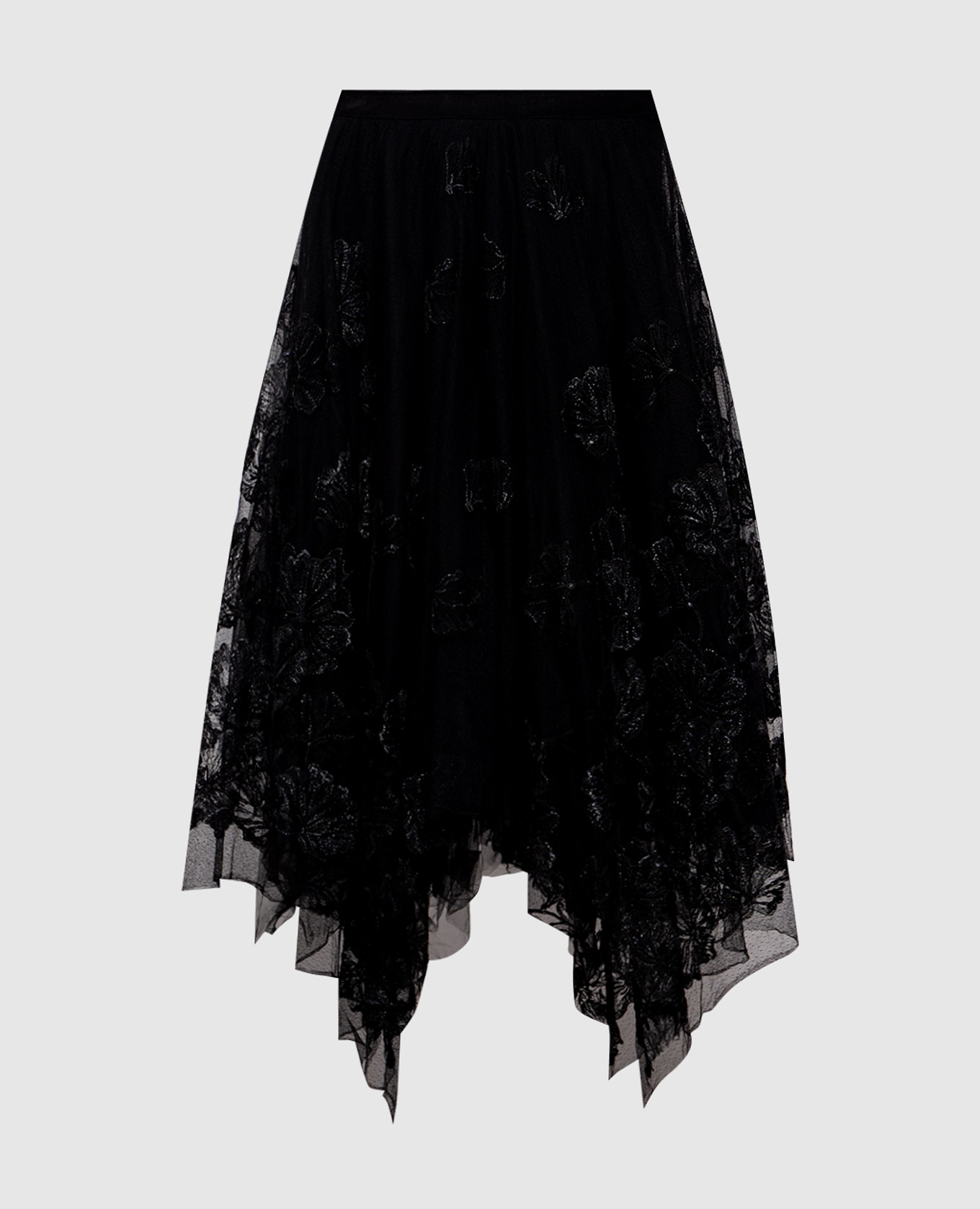 

Black asymmetric skirt with lurex embroidery Marc Le Bihan