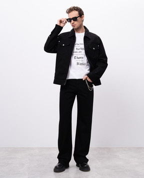 Alexander McQueen Black jeans with logo patch 809766QYAAC