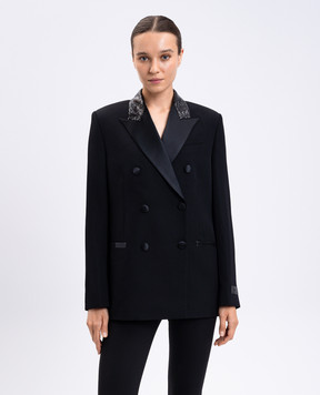 Versace Black double-breasted wool jacket 10201161A14592