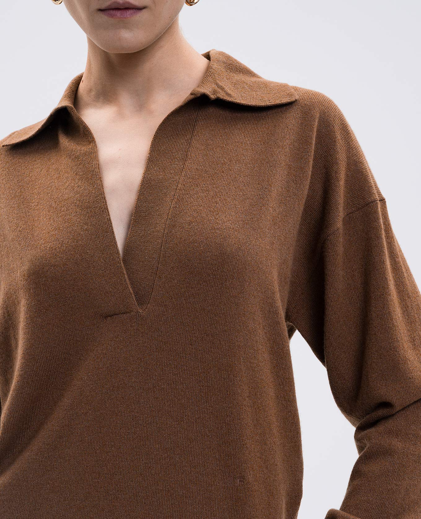 

Brown cashmere pullover with polo collar Tom Ford