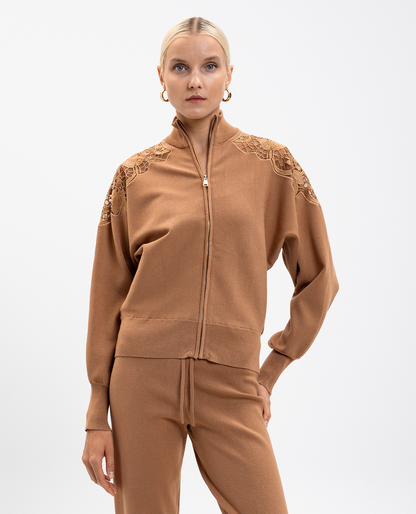 Brown sports jacket with embroidery Twinset 3