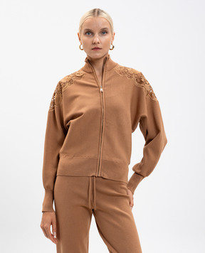Twinset Brown sports jacket with embroidery 252TP3405