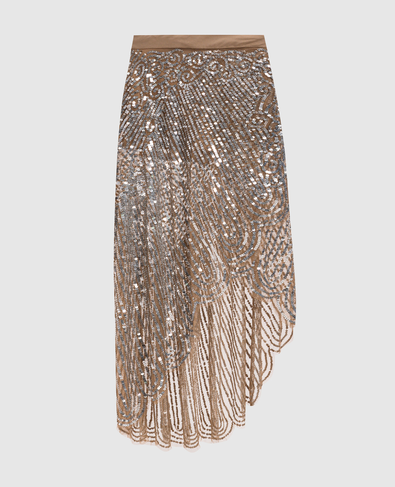 

Beige skirt with an asymmetrical cut with sequins Twinset