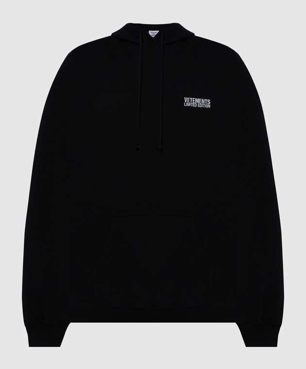 Vetements - Black hoodie with logo embroidery UE64HD300B - shop