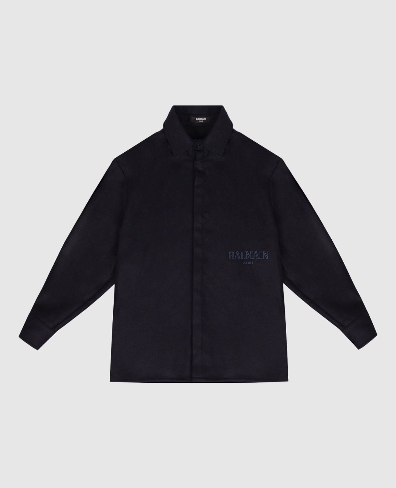 Children&#39;s blue wool shirt with logo Balmain