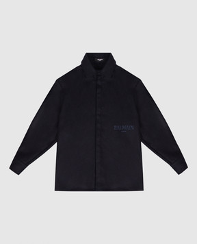 Balmain Children's blue wool shirt with logo BX5P20I02831214