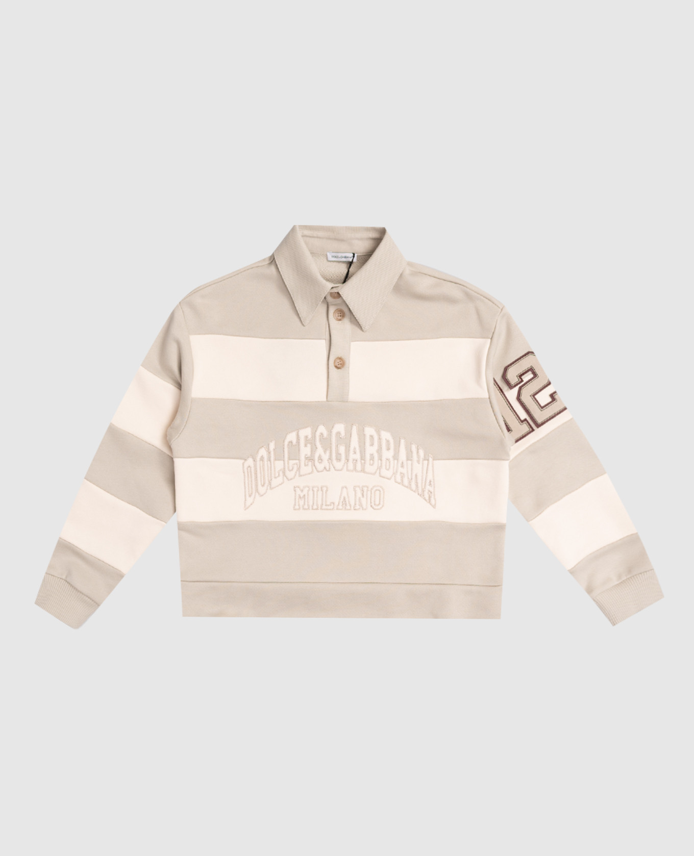Children&#39;s khaki striped sweatshirt Dolce&Gabbana