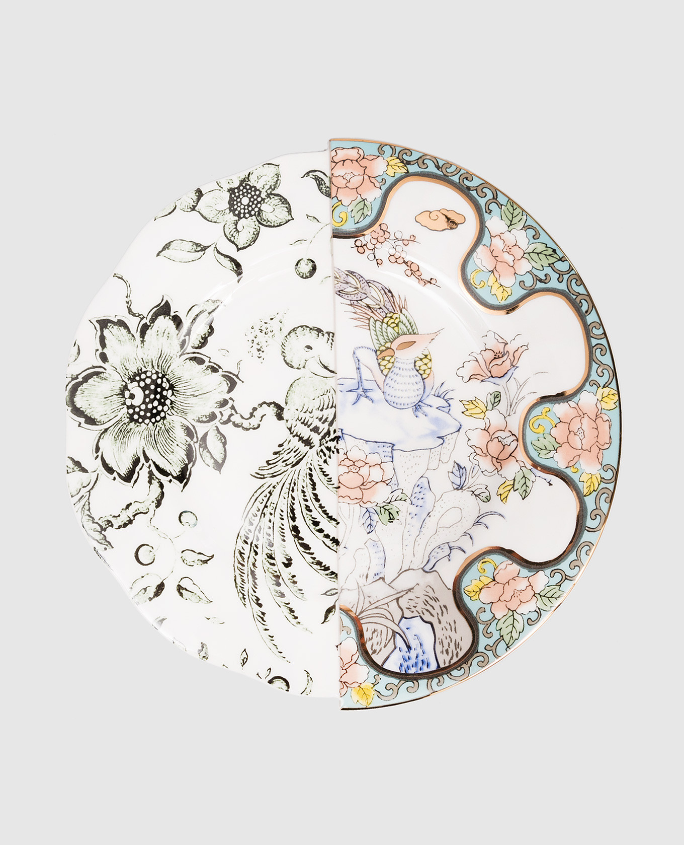 Zoe white porcelain plate with print SELETTI