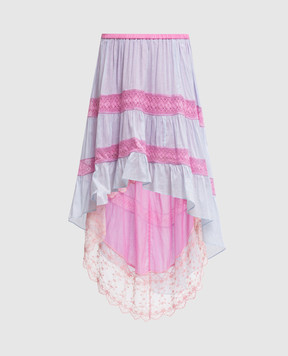 BP56 Blue asymmetrical skirt with lace FCB3113