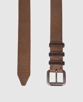 Brunello Cucinelli Brown leather belt with monil chain M0JUMC33U