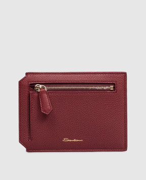 Santoni Burgundy leather cardholder with logo DFPPA2694FOHSIW