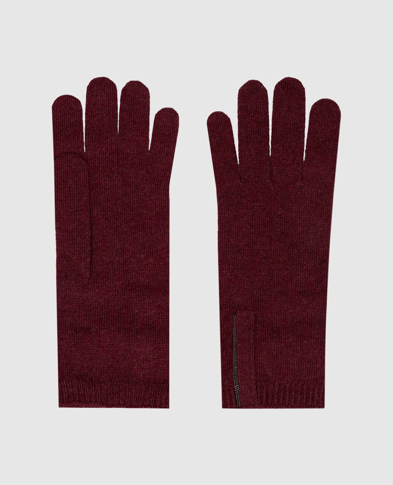 Burgundy cashmere gloves with monil chain Brunello Cucinelli
