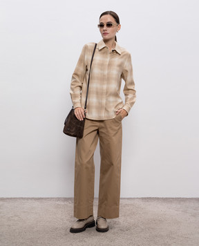 Woolrich Beige wool check shirt CFWWSI2002FRUT5008