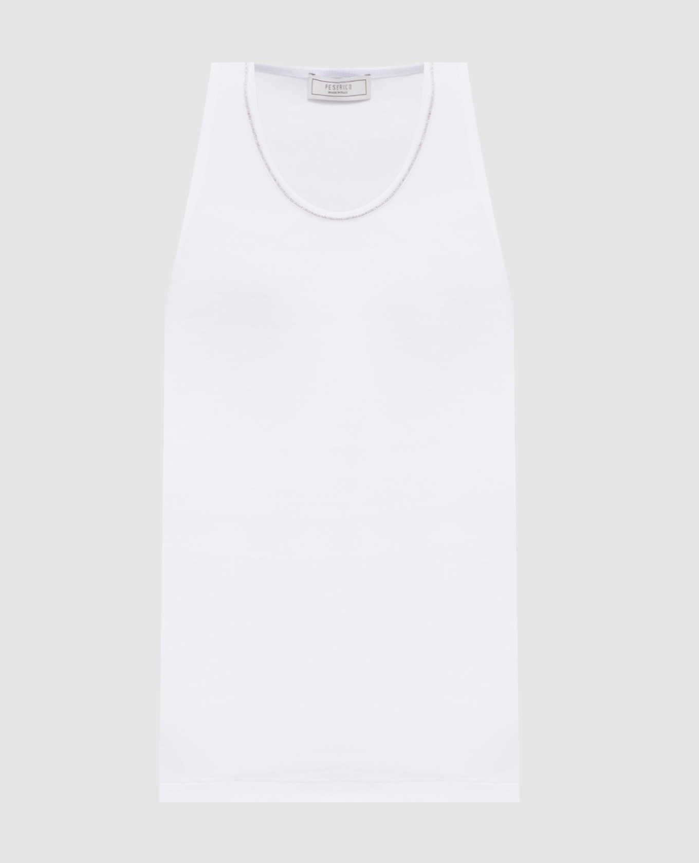 White ribbed top with monil chain Peserico