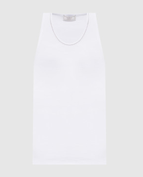 Peserico White ribbed top with monil chain S08919J005669