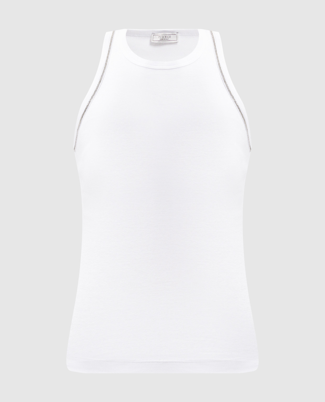 White ribbed top with monil chain Peserico