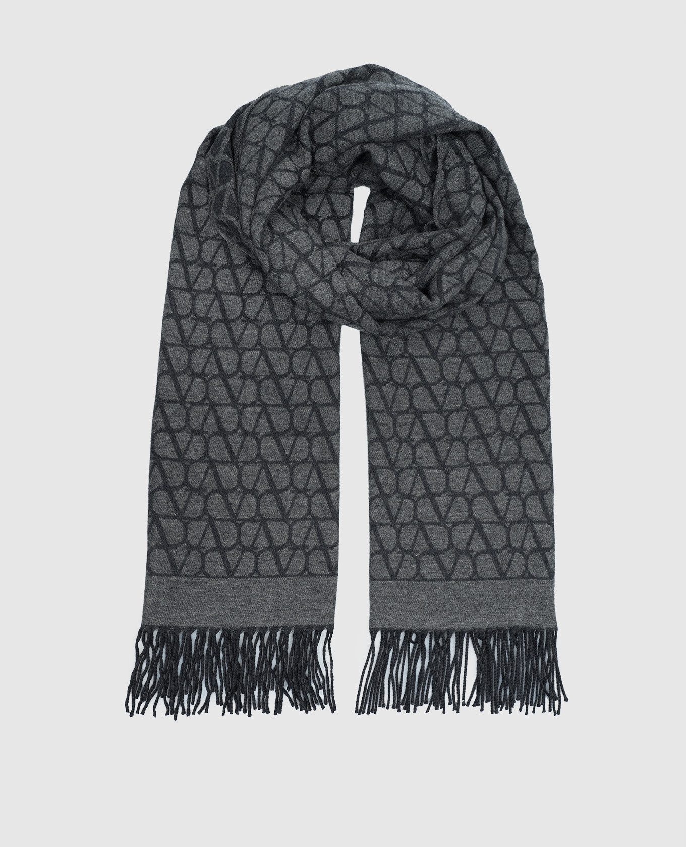 

Gray stole made of wool and cashmere in Toile Iconographe pattern Valentino, Grey