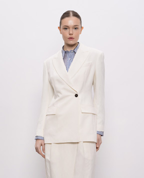 Brunello Cucinelli Beige double-breasted jacket with monil chain MH5407260