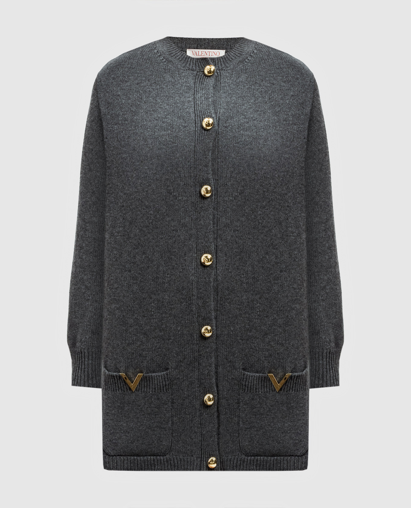 

Gray wool cardigan with logo Valentino, Grey