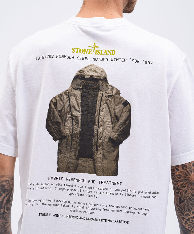 Stone Island - White T-shirt with print K2S152100037S0091 - shop