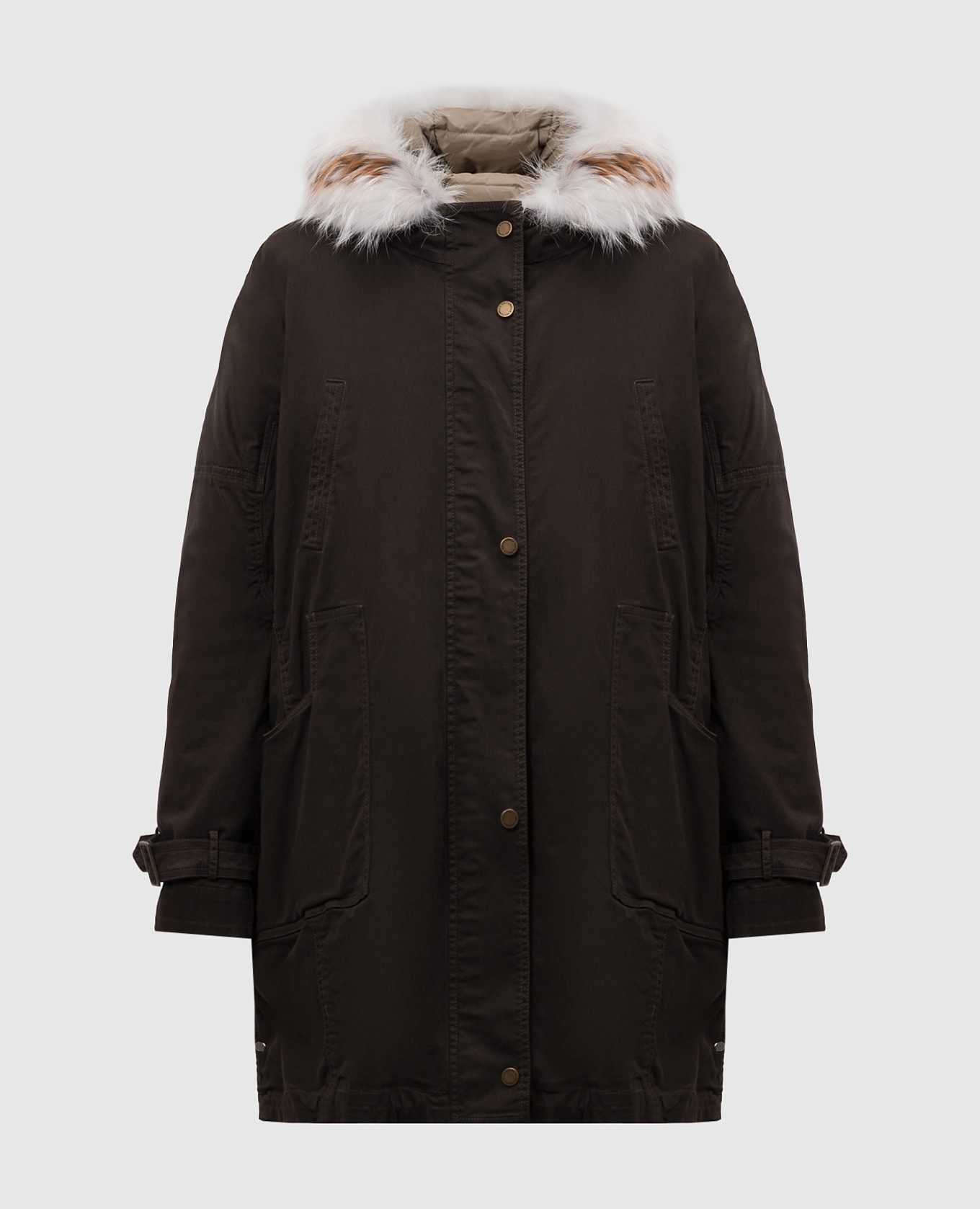 

Brown down parka with fur Via Cappella, Коричневый