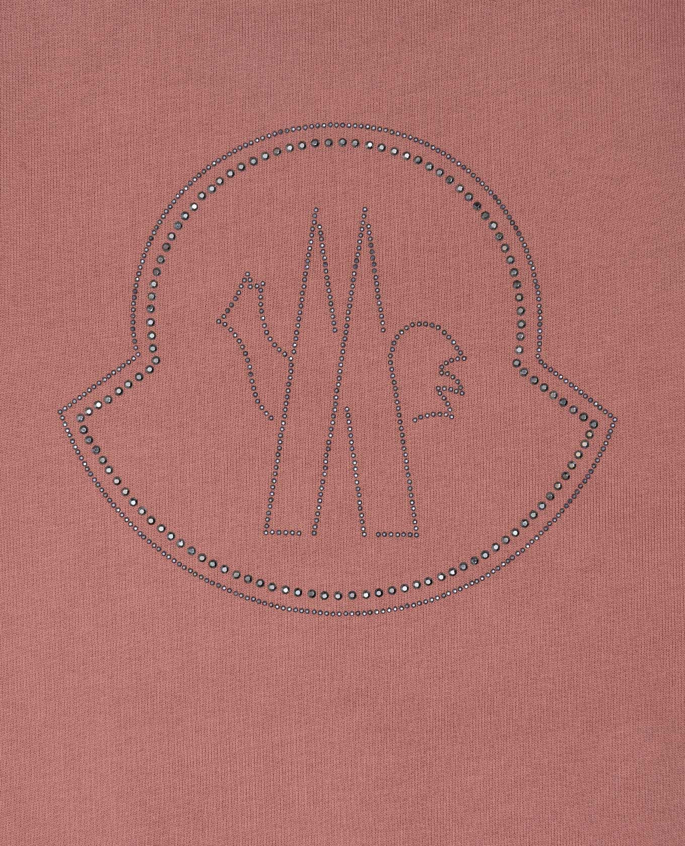 Baby pink sweatshirt with crystal logo emblem Moncler ENFANT 3
