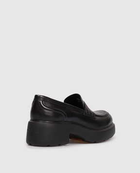 Santoni Black leather loafers with logo WUEW71868SMOTDYL