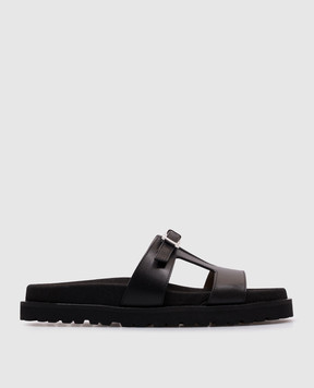 Sergio Rossi Nora black leather flip-flops B12010MMVT06