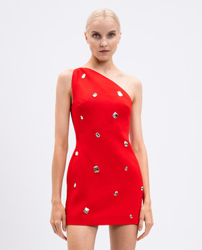 David Koma Red one-shoulder mini dress with crystals PF25DK77D
