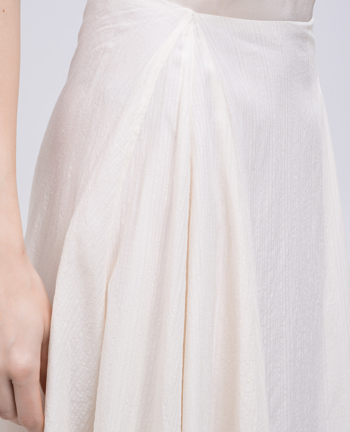 Beige midi skirt with bamboo and linen Marc Le Bihan 5