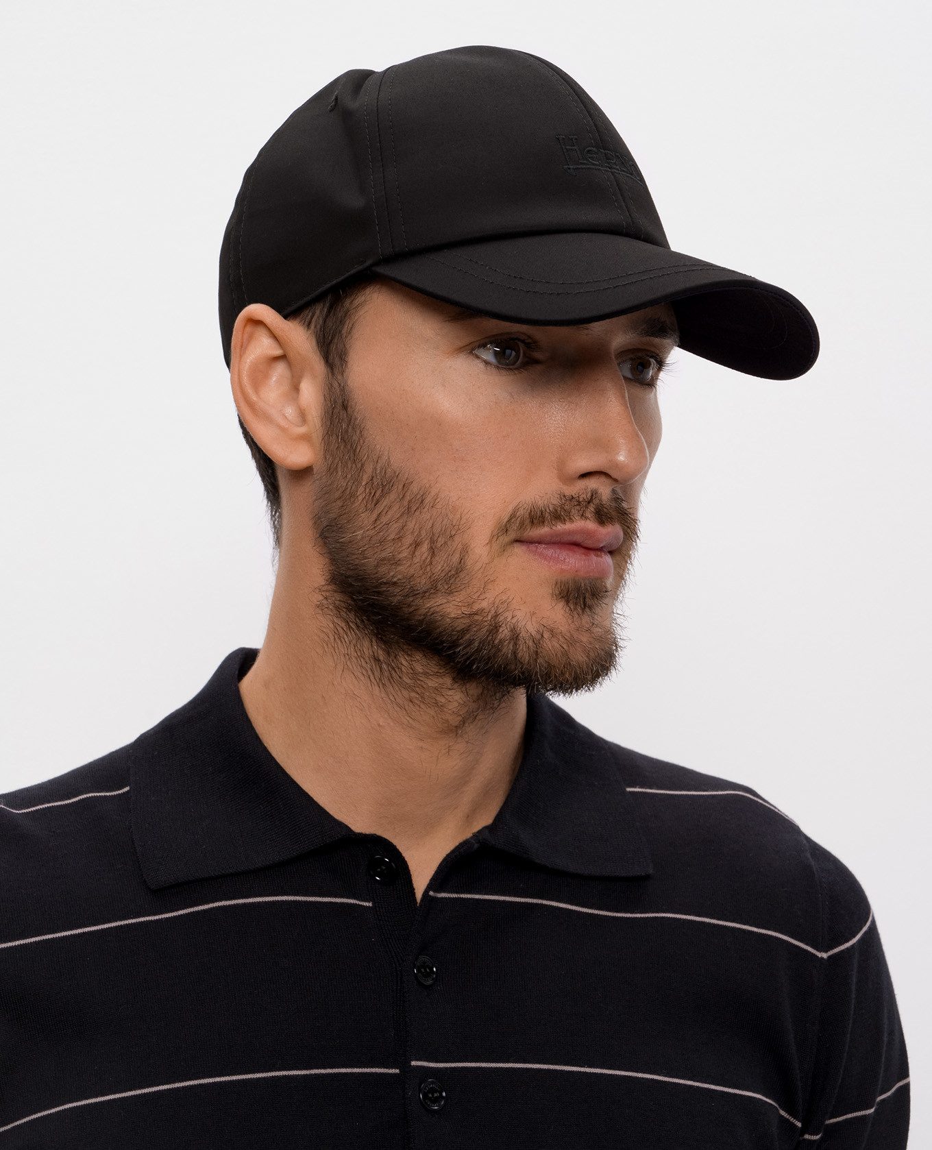 

Black cap with logo embroidery Herno