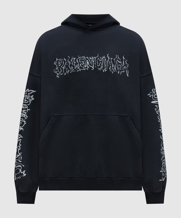 Balenciaga - Black DIY Metal Outline Logo Print Hoodie 739024TPVO4