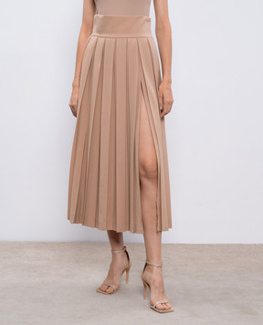 Ermanno Scervino Beige wool pleated skirt D452O708IDF