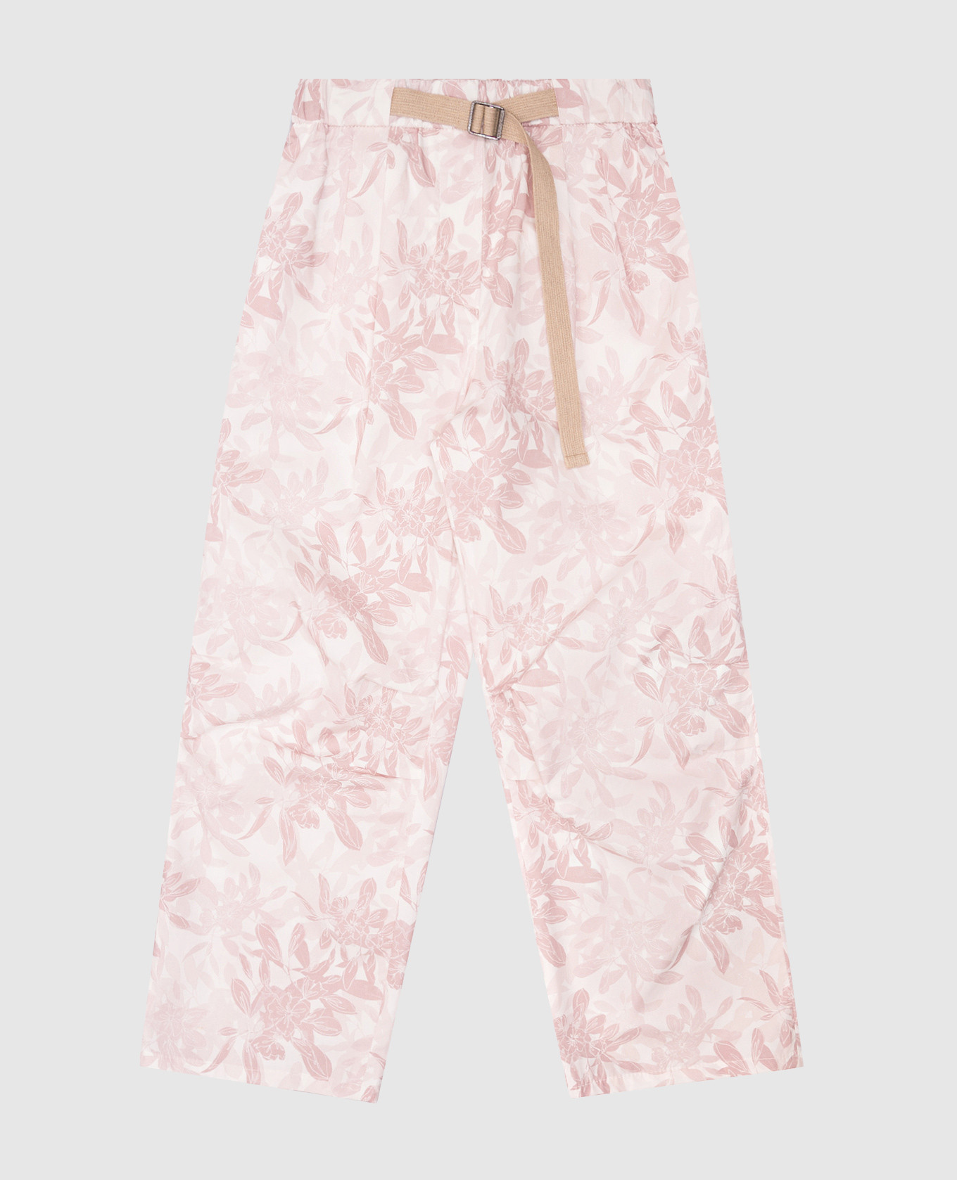 Children&#39;s pink pants with a floral print Brunello Cucinelli