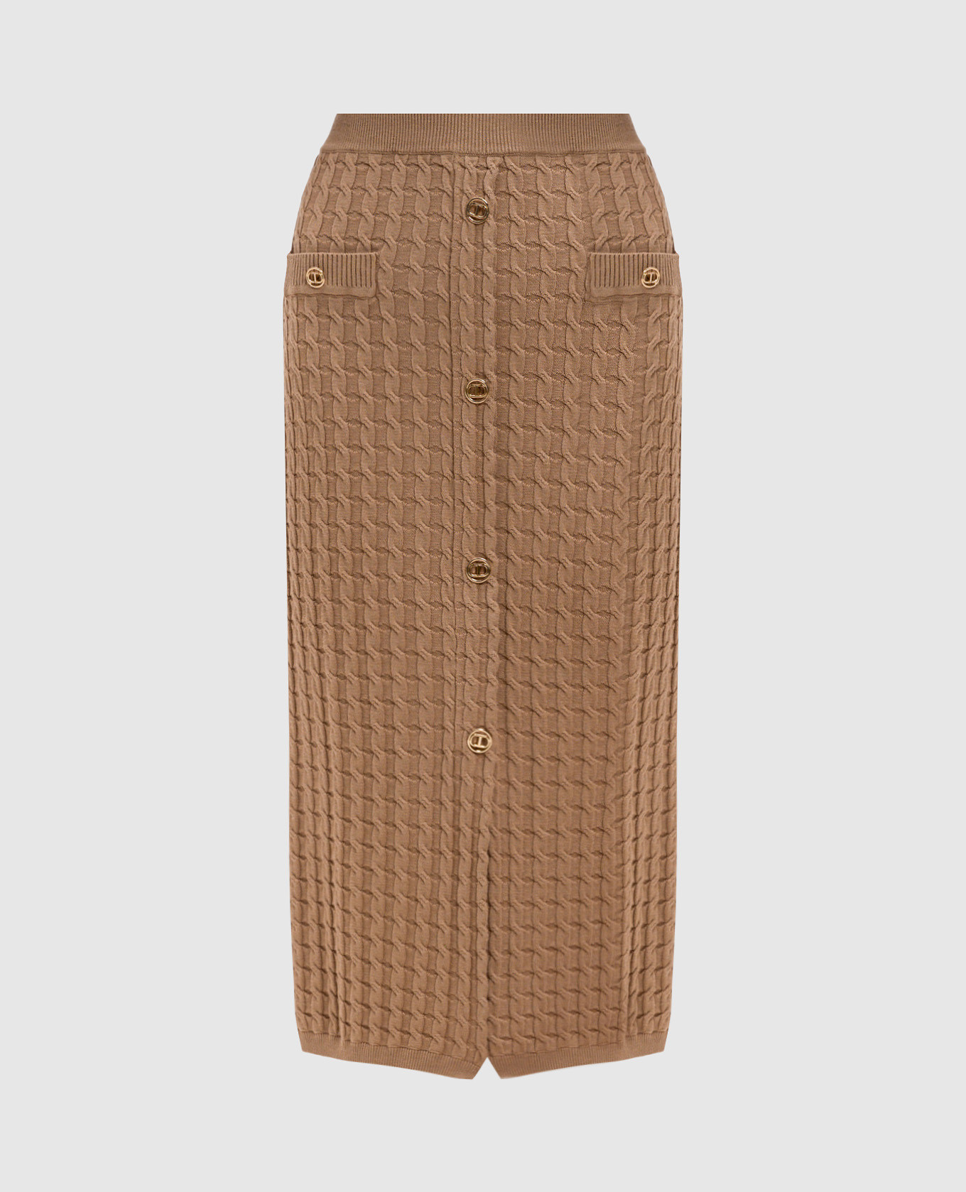 

Beige skirt in a textured pattern with a logo Twinset