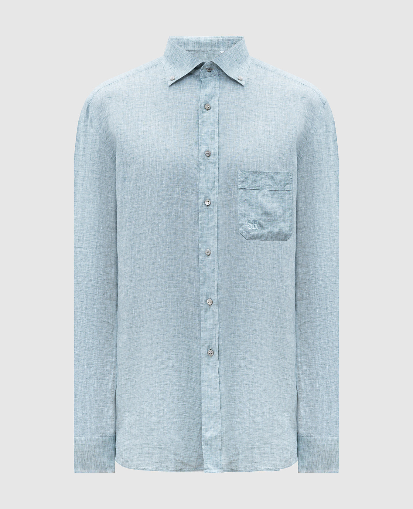 

Green linen shirt with monogram logo Stefano Ricci