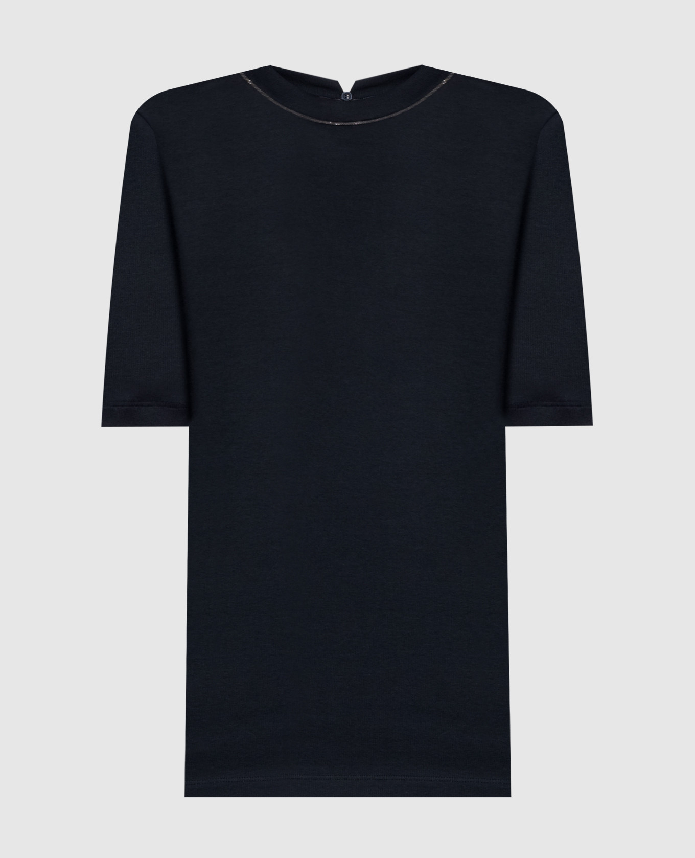 Blue ribbed top with monil chain Brunello Cucinelli
