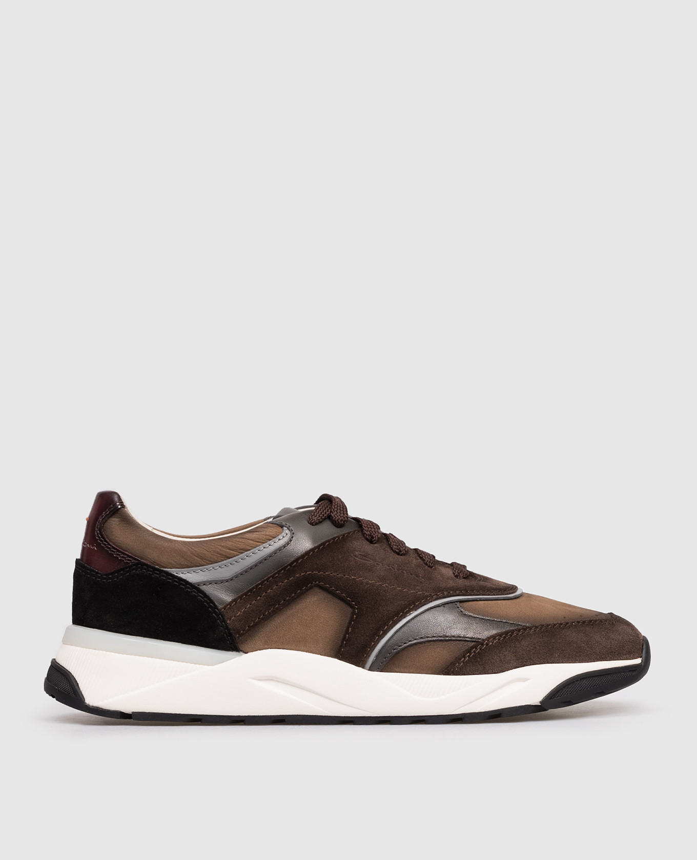 Brown suede sneakers with logo Santoni