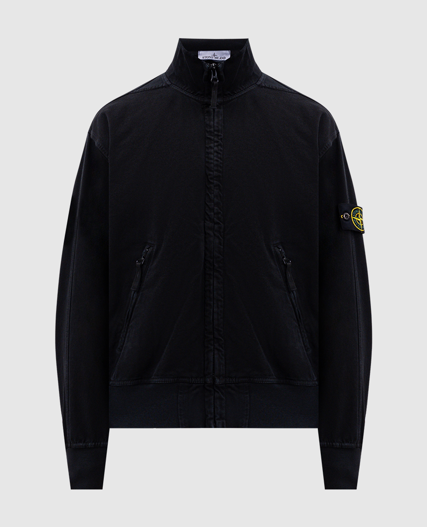 Black sports jacket with logo patch Stone Island