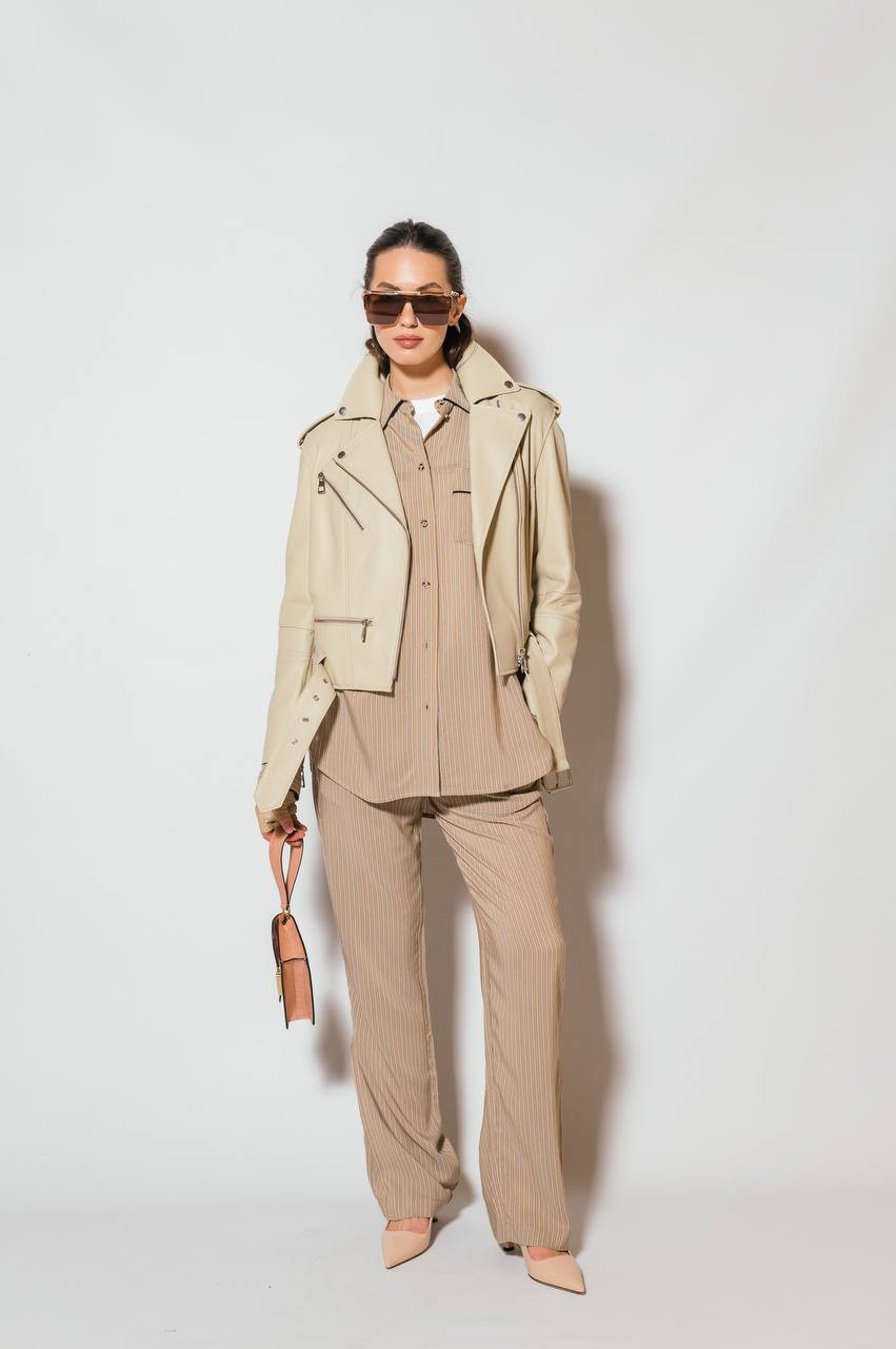 

Beige leather jacket Babe Pay Pls